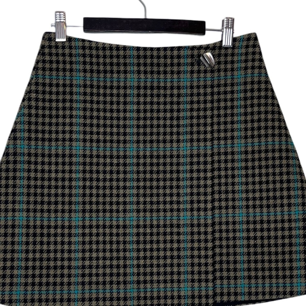 & Other Stories Check Houndstooth Sz 6 Wool Blend Overlap Mini Wrap Skirt - Picture 5 of 13